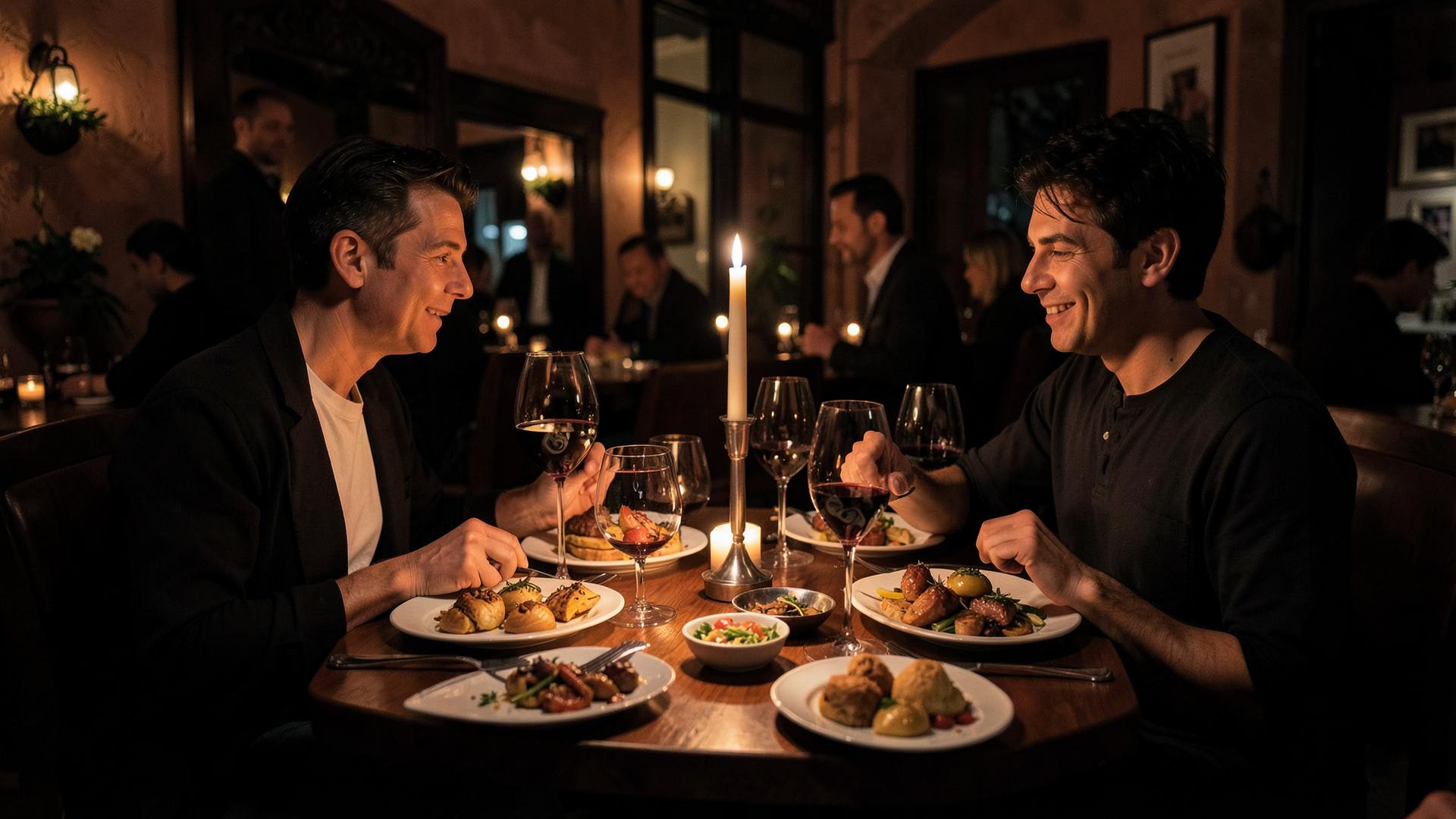 Gedeckter Tisch mit Tapas und Wein im Barcelona Restaurant